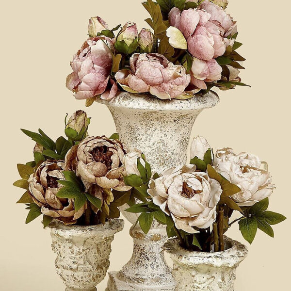 Foimpex - Peonias artificiales de tela - color topo