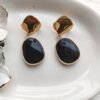 Pendientes de acero con pieza onix