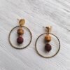 Pendientes de acero con aro y piedras naturales