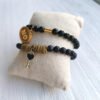 pulseras con bolas medianas de cristal en tonos negro de bettys dream en blanc barcelona Beave - Pulseras con bolitas negras