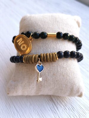 Beave - Pulseras con bolitas negras