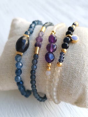 Beave - Pulseras de bolitas pequeñas grises