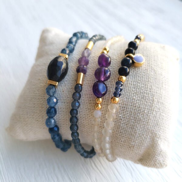 Beave - Pulseras de bolitas pequeñas grises