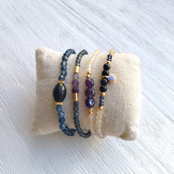 Beave - Pulseras de bolitas pequeñas grises
