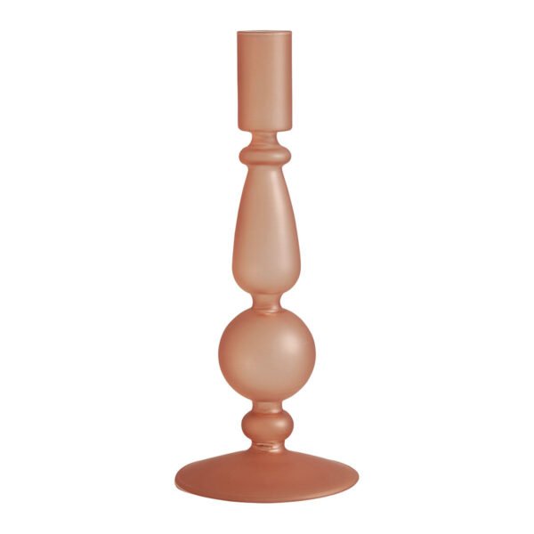 candelabro mediano de vidrio rosa escarchado - mathilde m - blanc barcelona Mathilde M - Candelabro de vidrio rosa