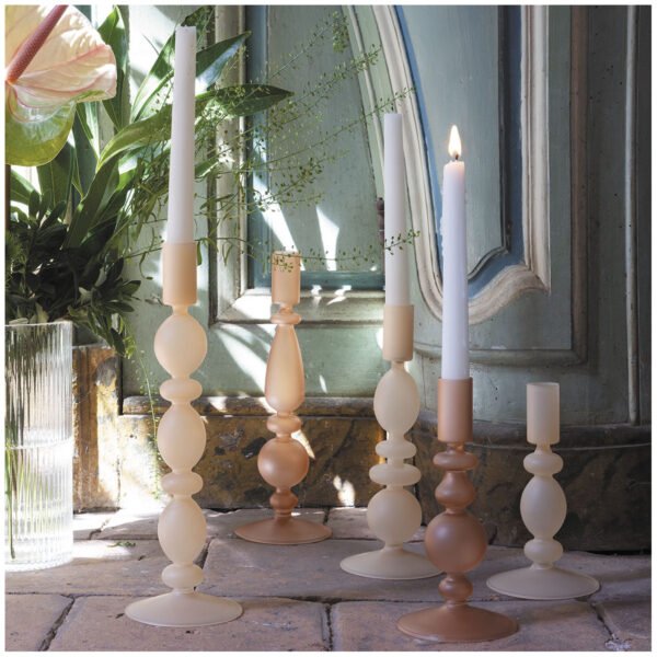 coleccion de candelabros de vidrio - mathilde m - blanc barcelona Mathilde M - Candelabro de vidrio rosa